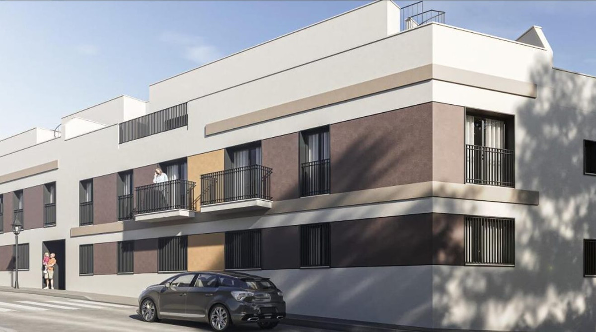 Edificio Solmar – Cancelada - modern new-build apartment facade with balconies, brown and cream render, street view, Cancelada Málaga