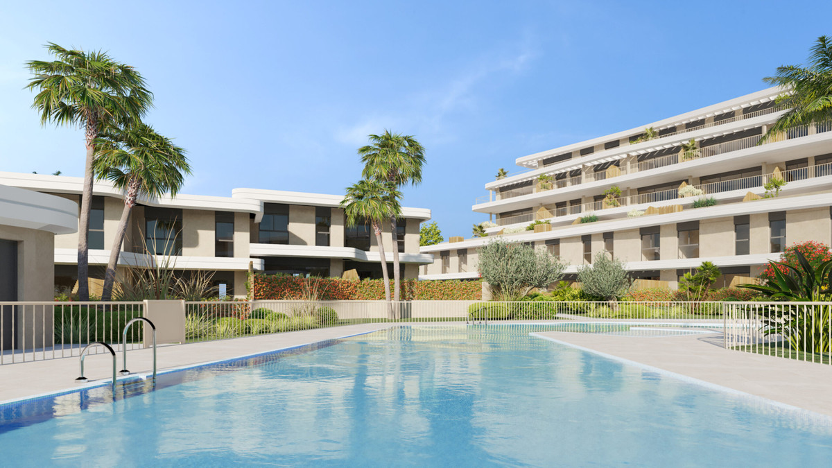 Adagio – Cancelada - outdoor communal swimming pool with palm trees, landscaped gardens and modern apartment building facades