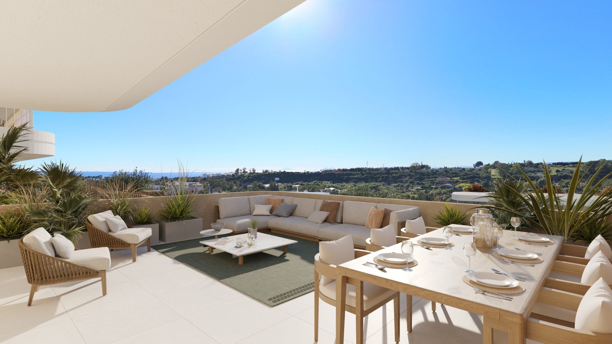 Adagio – Cancelada - spacious outdoor terrace with lounge seating, dining area, and panoramic sea and hillside views