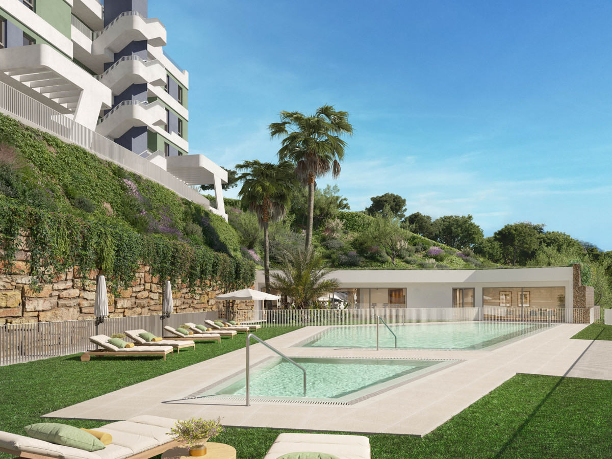 Bahia – La Cala de Mijas - outdoor pool, sun terrace, lush hillside gardens and modern residential tower