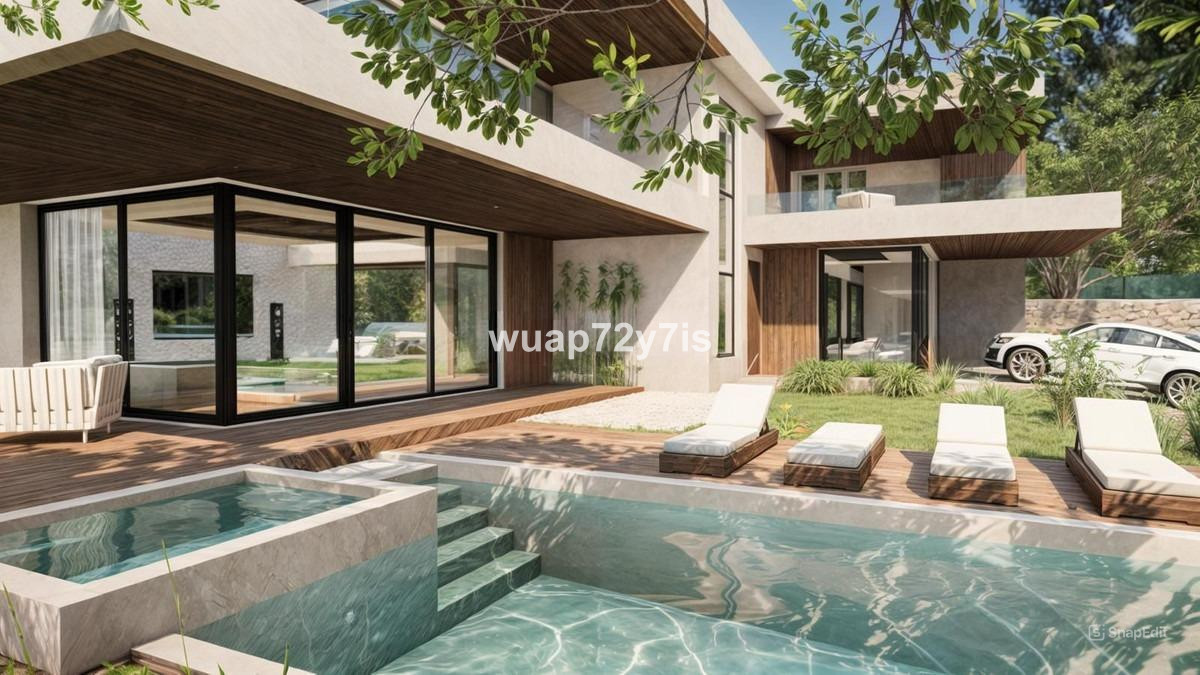 Detached Villa Estepona – Estepona - modern exterior with private pool, wooden deck and sun loungers