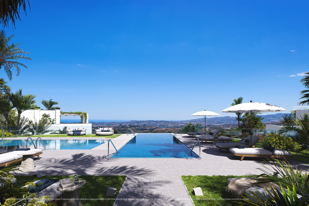 Mijas Seaviews – Mijas - infinity pool terrace with sun loungers, lush gardens and panoramic sea views