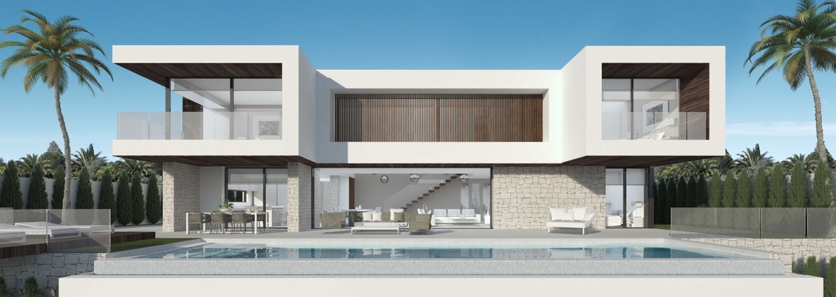 VILLA GALA Selwo – Selwo - modern luxury villa exterior with pool, stone accents, and open-plan living areas