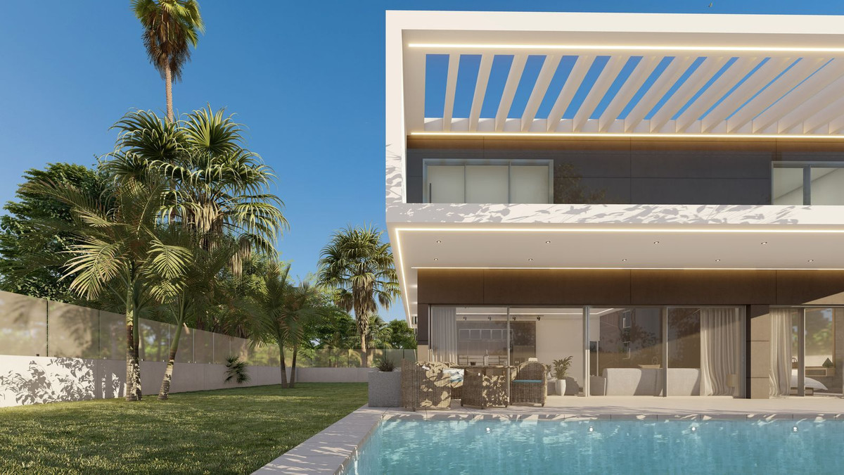 Villa Irıs – Benalmadena - modern luxury villa exterior with swimming pool, terrace, and tropical garden