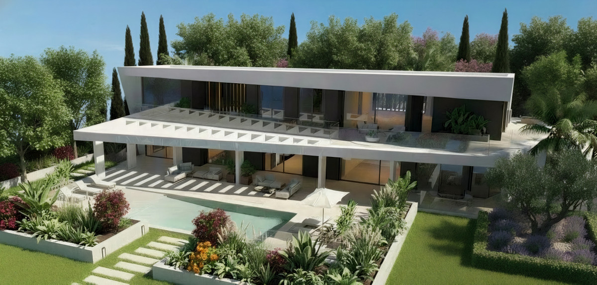 Villa Oria – Nagüeles - modern luxury villa exterior with pool, terraces and landscaped gardens in Málaga