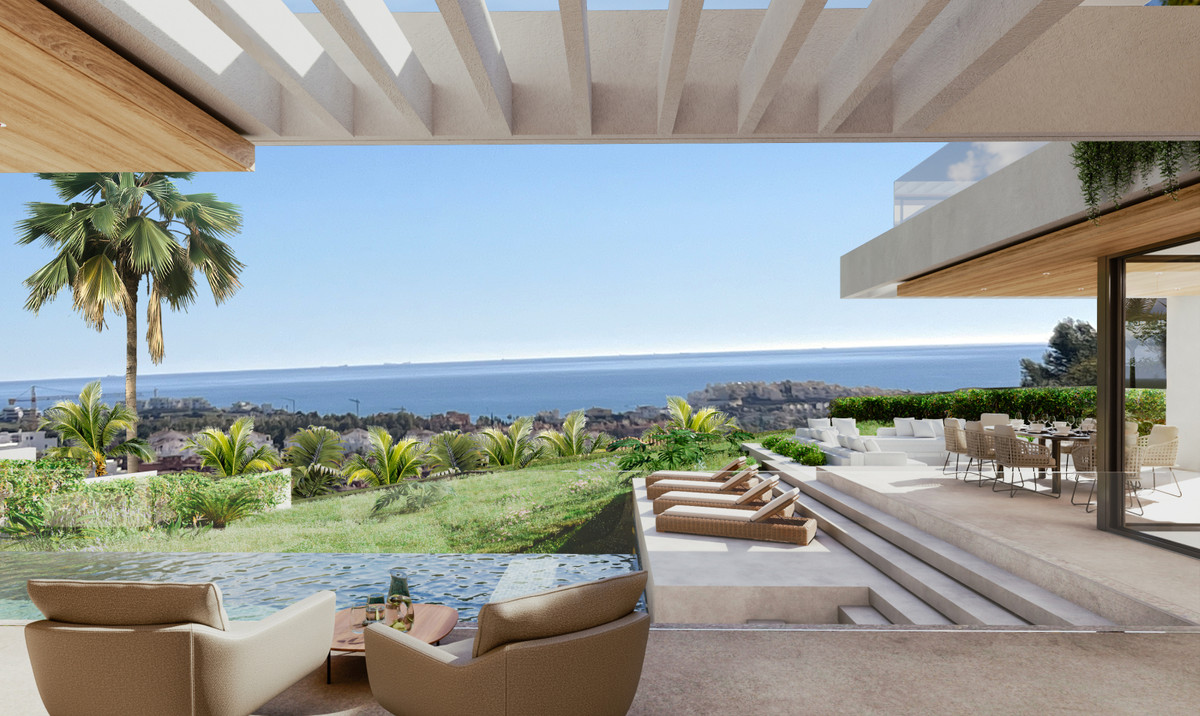 VILLA SELENE Cortesín – Casares - luxury terrace with infinity pool, sun loungers and panoramic sea views