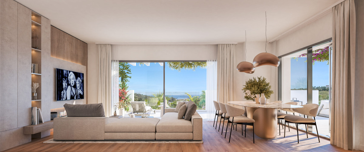 Amaranta Living – Casares - open-plan living and dining room with sea views and floor-to-ceiling windows