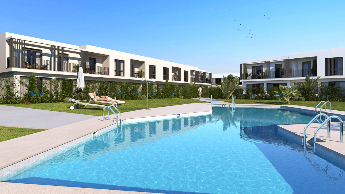 Adel San Roque – San Roque - communal pool, sun terrace, lush gardens and modern white residential buildings
