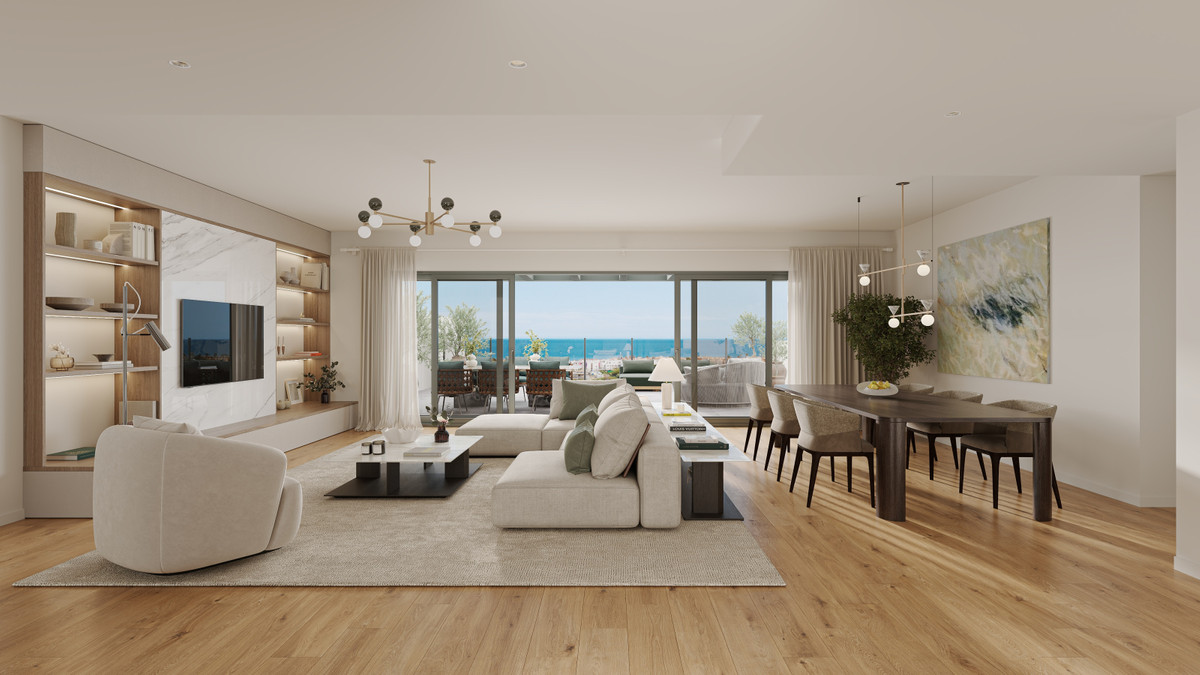 Alura Living FASE I – Casares - open-plan living and dining room with sea views through floor-to-ceiling glass doors