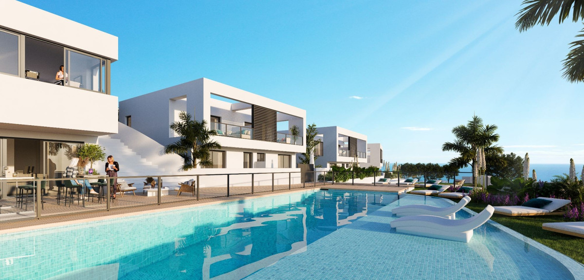 Alya Mijas FASE I, II – Mijas - modern white exterior with communal pool, sun loungers, terraces and sea views