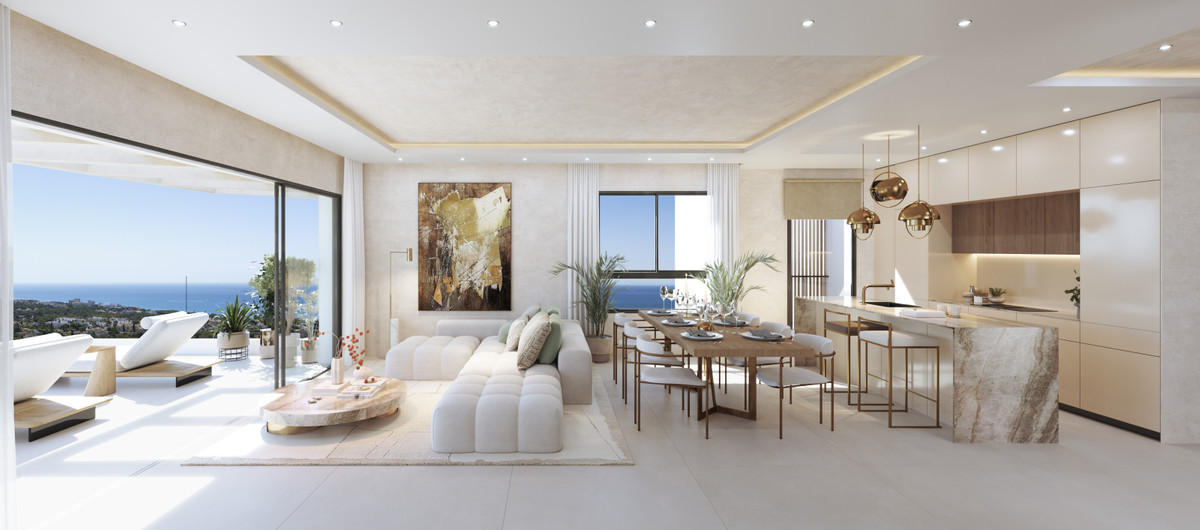 Aruna – Marbella - open-plan living, dining and kitchen with panoramic sea views
