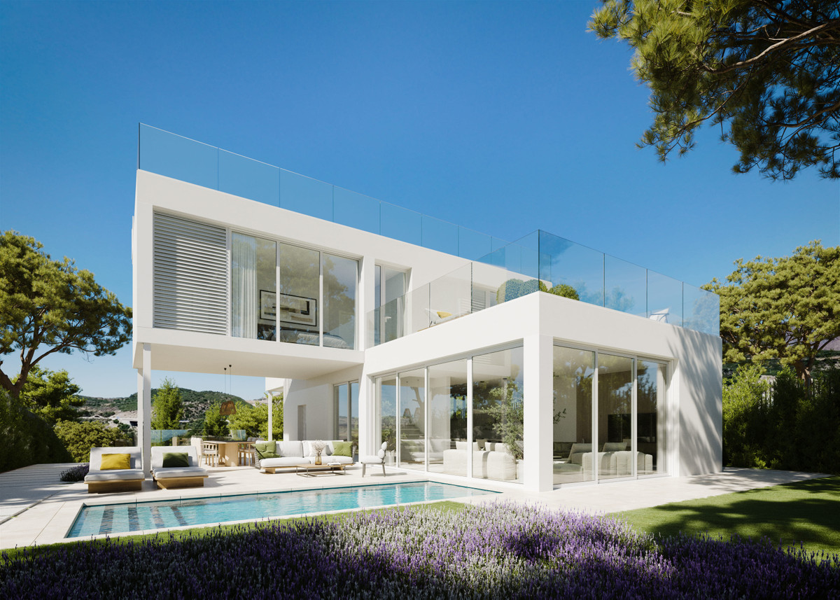 Villas Monte Palatino – Valle Romano - modern white two-storey villa with pool, glass balustrades and lavender garden