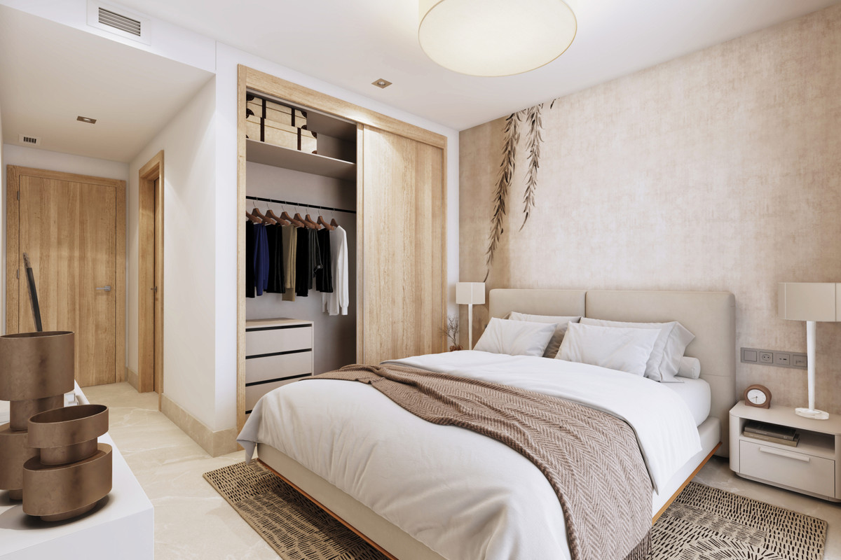 Valley Views – FASE 1 – Mijas - elegantly furnished bedroom with built-in wardrobe, neutral tones and double bed